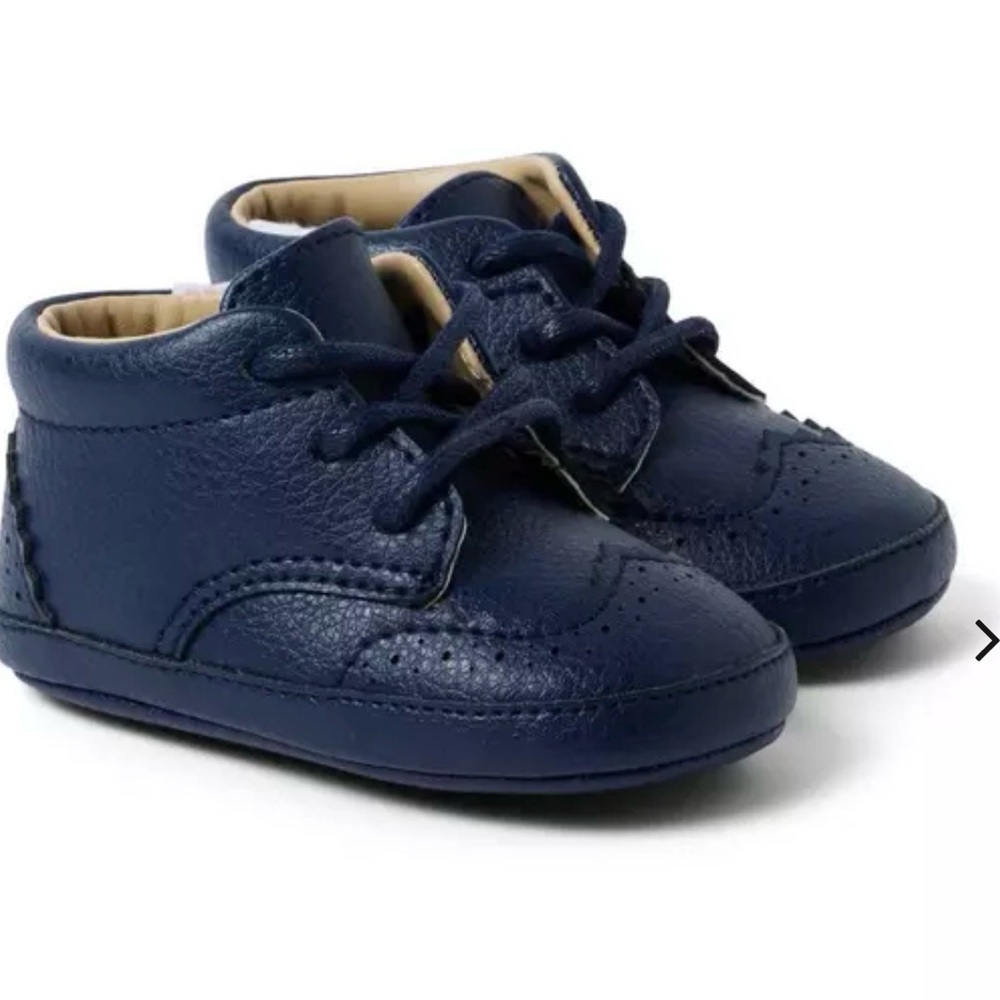 Janie and Jack Navy Baby Wingtip Shoes
